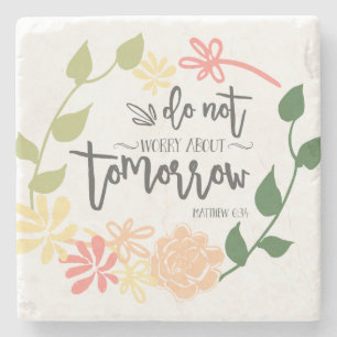 Dessous-de-verre En Pierre Bible Verse Christian Floral Wreath Ne vous inquié