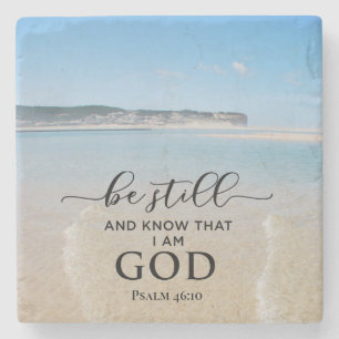 Dessous-de-verre En Pierre Bible Verse Psaume 46:10 Ocean View Dessous de ver