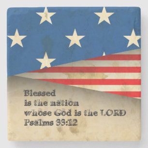 Dessous-de-verre En Pierre Bible Verse Psaumes 33:12 Vintage USA Dessous de v