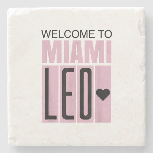 Dessous-de-verre En Pierre Bienvenue à Miami Leo 10 - GOAT (Devant)
