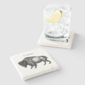 Dessous-de-verre En Pierre Big Bison Buffalo Thunder-Cove (Côté)