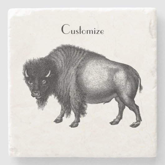 Dessous-de-verre En Pierre Big Bison Buffalo Thunder-Cove (Devant)