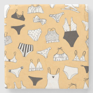 Dessous-de-verre En Pierre Bikini tropical : Motif d'été à main