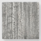 Dessous-de-verre En Pierre Birch-Tree-Forest (Devant)