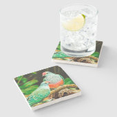 Dessous-de-verre En Pierre BIRD green _coaster (Côté)
