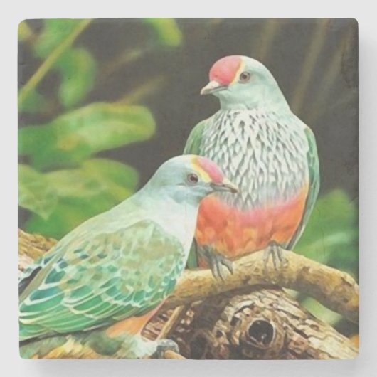 Dessous-de-verre En Pierre BIRD green _coaster (Devant)