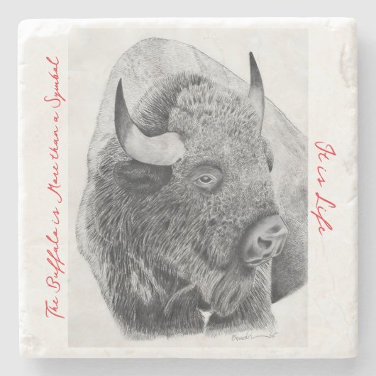 Dessous-de-verre En Pierre Bison d'Amérique (Devant)
