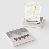 Dessous-de-verre En Pierre Bison en hiver (Côté)