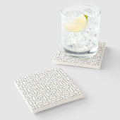 Dessous-de-verre En Pierre Black and White Linear Block Pattern - White (Côté)