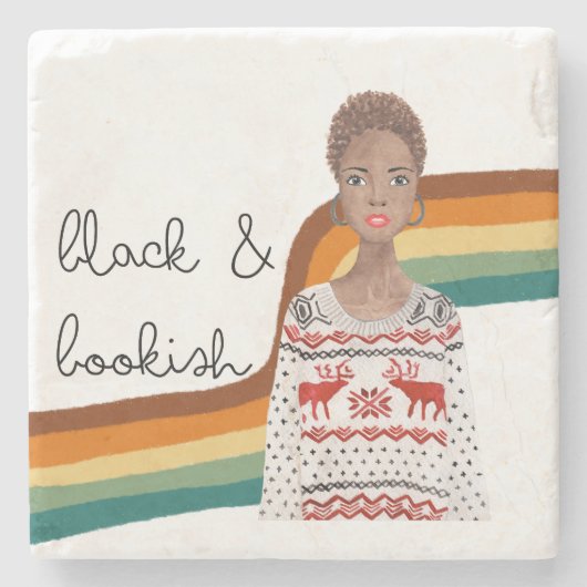 Dessous-de-verre En Pierre Black Book Lover Court cheveux Brown (Devant)