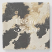 Dessous-de-verre En Pierre Black Cream Gold Western Cowhide (Devant)
