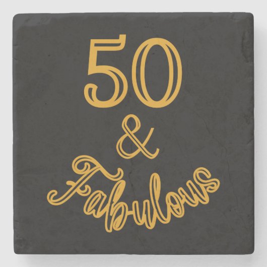 Dessous-de-verre En Pierre Black et Gold 50 et Fabulous (Devant)