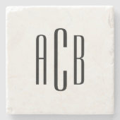 Dessous-de-verre En Pierre Black Three Letter Monogram (Devant)