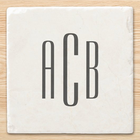 Dessous-de-verre En Pierre Black Three Letter Monogram