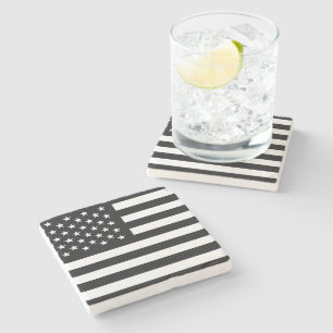Dessous-de-verre En Pierre Blanc de noir de drapeau américain