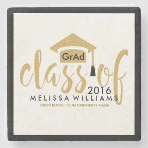 Dessous-de-verre En Pierre Blanc Gold & Black Classe Moderne De 2016
