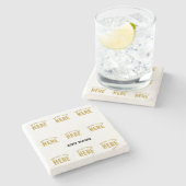 DESSOUS-DE-VERRE EN PIERRE BLANC PERSONNALISABLE MODERNE DE MARQUE VÉRIFIÉ ST (Côté)