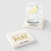 DESSOUS-DE-VERRE EN PIERRE BLANC PERSONNALISABLE MODERNE ET ÉLÉGANT, MARQUE V (Côté)