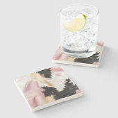 Dessous-de-verre En Pierre Blanc rose Or Noir Vachette Animal (Côté)