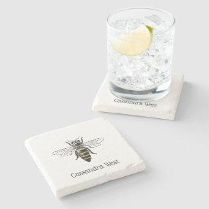 Dessous-de-verre En Pierre Blason Préparatoire Vintage Abeille #2 C