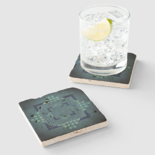 Dessous-de-verre En Pierre Bleu À damiers double