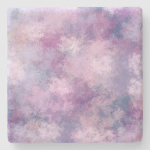 Dessous-de-verre En Pierre Bleu Abstrait, Lilac, Peinture Acrylique Rose