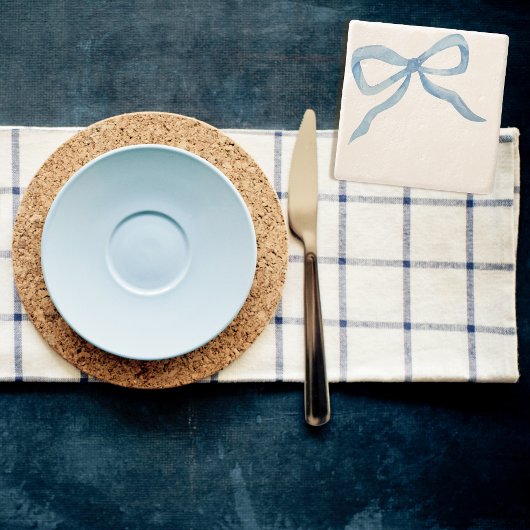 Dessous-de-verre En Pierre Bleu Aquarelle Bow Grandmillenium Preppy Dessous d