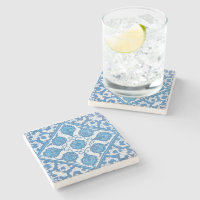 Bleu Blanc Vintage Fleur Faux Tile