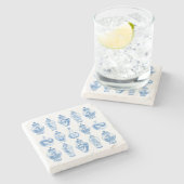Dessous-de-verre En Pierre Bleu Classique Blanc Chinoiserie Ginger Jars (Côté)