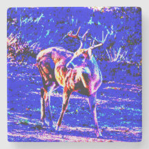 Bleu couleur Buck Wild Deer Art Dessous de verre