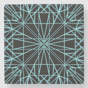Dessous-de-verre En Pierre Bleu d'oeuf noir et blanc Symétrie géométrique