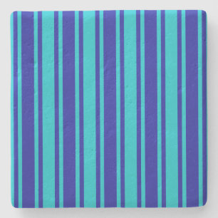 Dessous-de-verre En Pierre Bleu et turquoise bandes bonbons