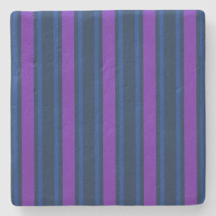 Dessous-de-verre En Pierre Bleu et violet bonbons rayés