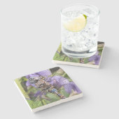 Dessous-de-verre En Pierre Bleu-Eyed Denton sur les fleurs violettes (Côté)