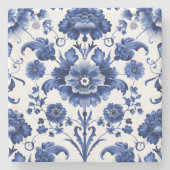 Dessous-de-verre En Pierre Bleu floral (Devant)