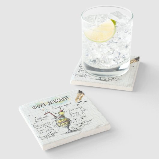 Dessous-de-verre En Pierre Bleu Hawaï (Côté)