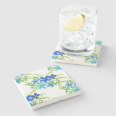 Dessous-de-verre En Pierre Bleu Infini Oubliez Moi Pas Fleurs (Côté)