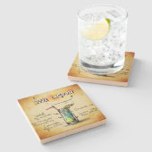 Dessous-de-verre En Pierre Bleu Lagoon Bartender Drink Recette (Côté)