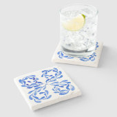 Dessous-de-verre En Pierre Bleu Méditerranée (Côté)