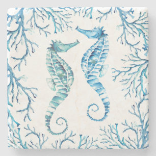 Dessous-de-verre En Pierre Bleu Seahorse Tropical Fish