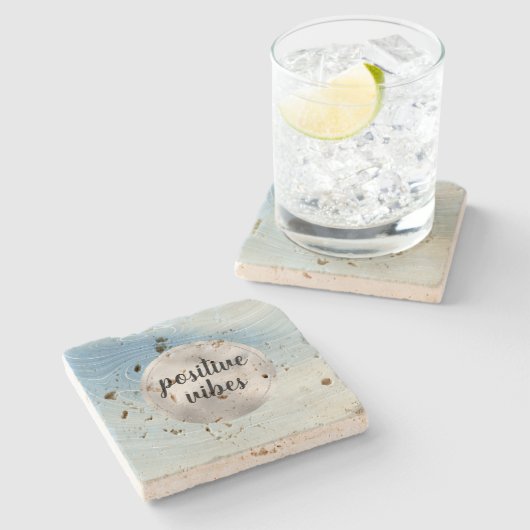 Dessous-de-verre En Pierre Bleu Silver Ombre (Côté)