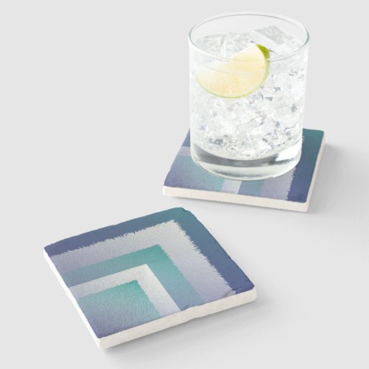 Dessous-de-verre En Pierre bleu turquoise gris ex pastel (Côté)