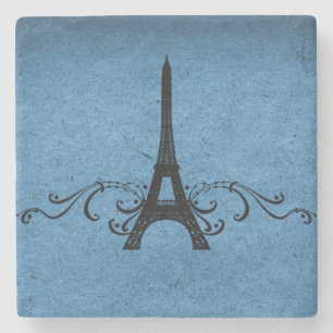 Dessous-de-verre En Pierre Bleu Vintage Français