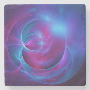 Dessous-de-verre En Pierre Bleu violet et rose fractale cosmique tourbillonna