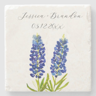 Dessous-de-verre En Pierre Bleusets Aquarelle Fleur Bleue Floral Mariage