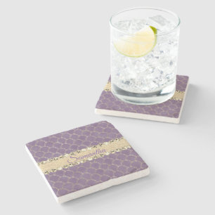 Dessous-de-verre En Pierre Bling Parties scintillant violet et or Personnalis