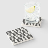 Dessous-de-verre En Pierre Bloc de monogramme noir blanc pour chat (Côté)