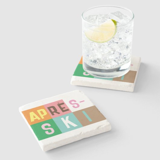 Dessous-de-verre En Pierre Blocs de couleur après ski (Côté)