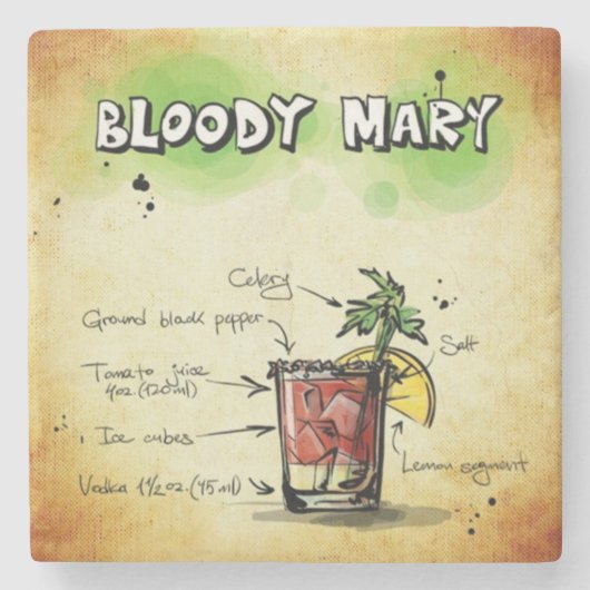 Dessous-de-verre En Pierre Bloody Mary Bartender Drink Recette (Devant)
