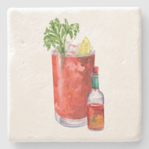 Dessous-de-verre En Pierre Bloody Mary et Sauce Piquante